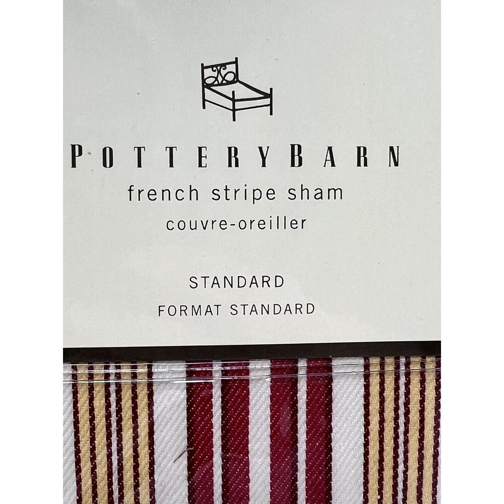 Pottery Barn French Stripe Red Multi Standard Sham COTTON TWILL New In Package - Picture 2 of 8